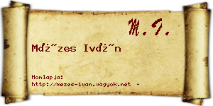 Mézes Iván névjegykártya